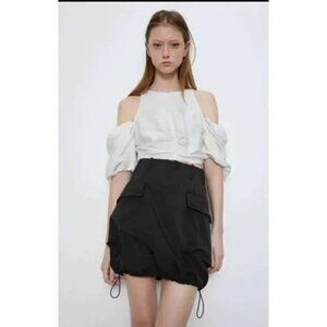 Zara Ecru Cut Out‎ White Crop Top Size Small "NWOT"